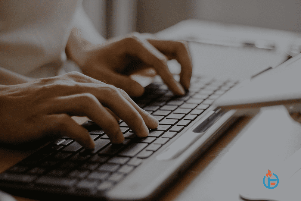 A keyboard on a laptop.